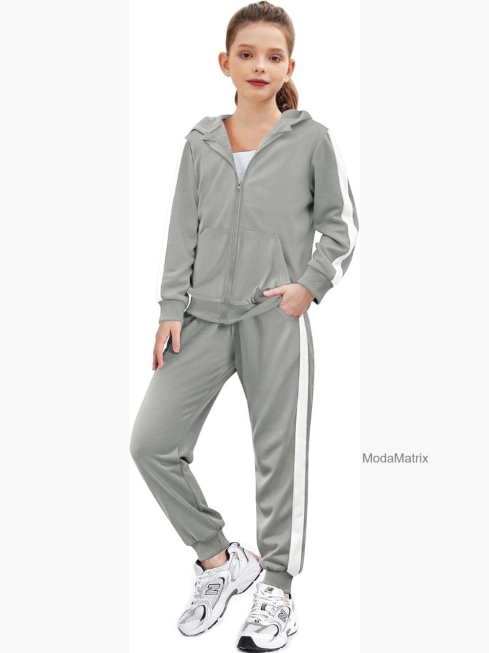 Girls 2 Piece Tracksuit Zip Up Hoodie and Jogger Set